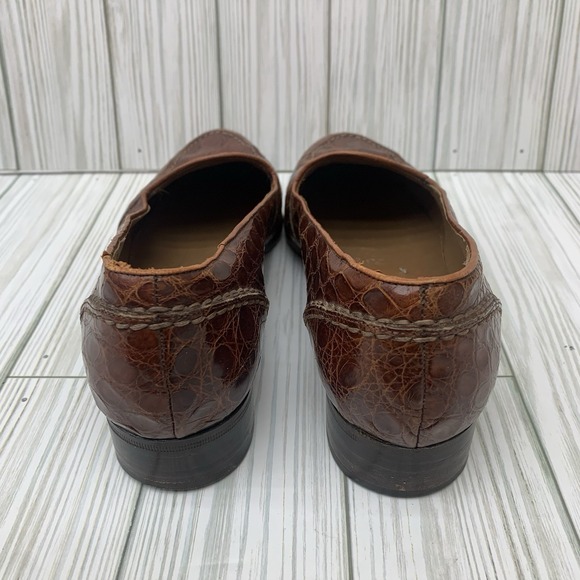 Cole Haan Genuine Caiman Crocodile Brown Loafer Slip‎ On Shoes 7.5 N main image 7